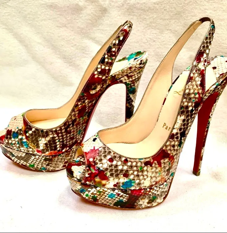 Christian Louboutin Snake Skin Heels | Size 6.5 (PREOWNED)