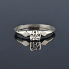 Classic 14K White Gold Illusion Set Diamond Ring