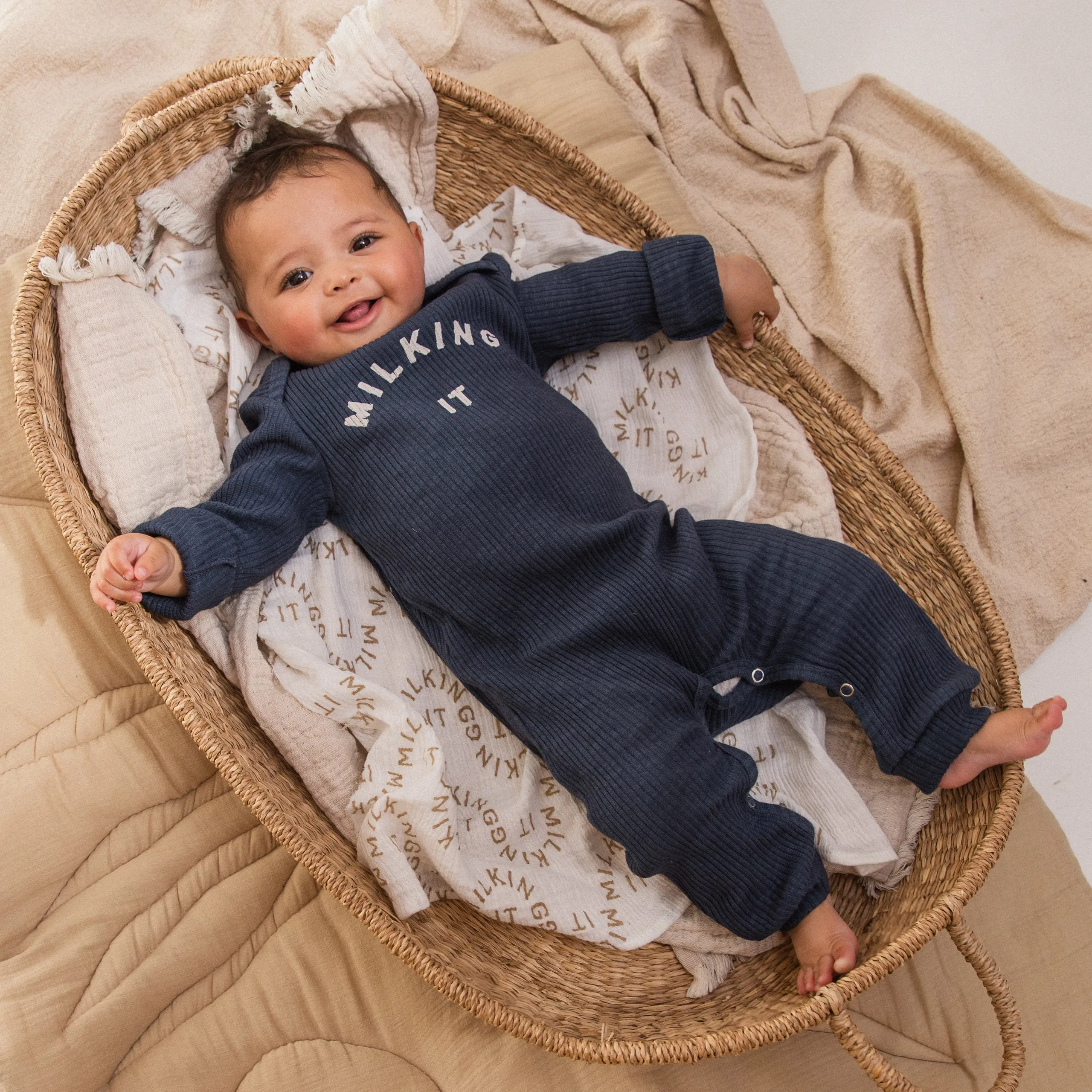 Claude&Co Navy Milking It Sleepsuit - Shop Now