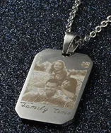 CNE101321 - Stainless Steel Men's Personalized Photo engraved Dog Tag Chain