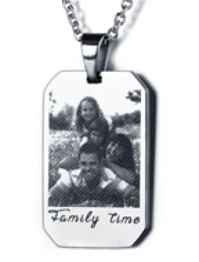 CNE101321 - Stainless Steel Men's Personalized Photo engraved Dog Tag Chain