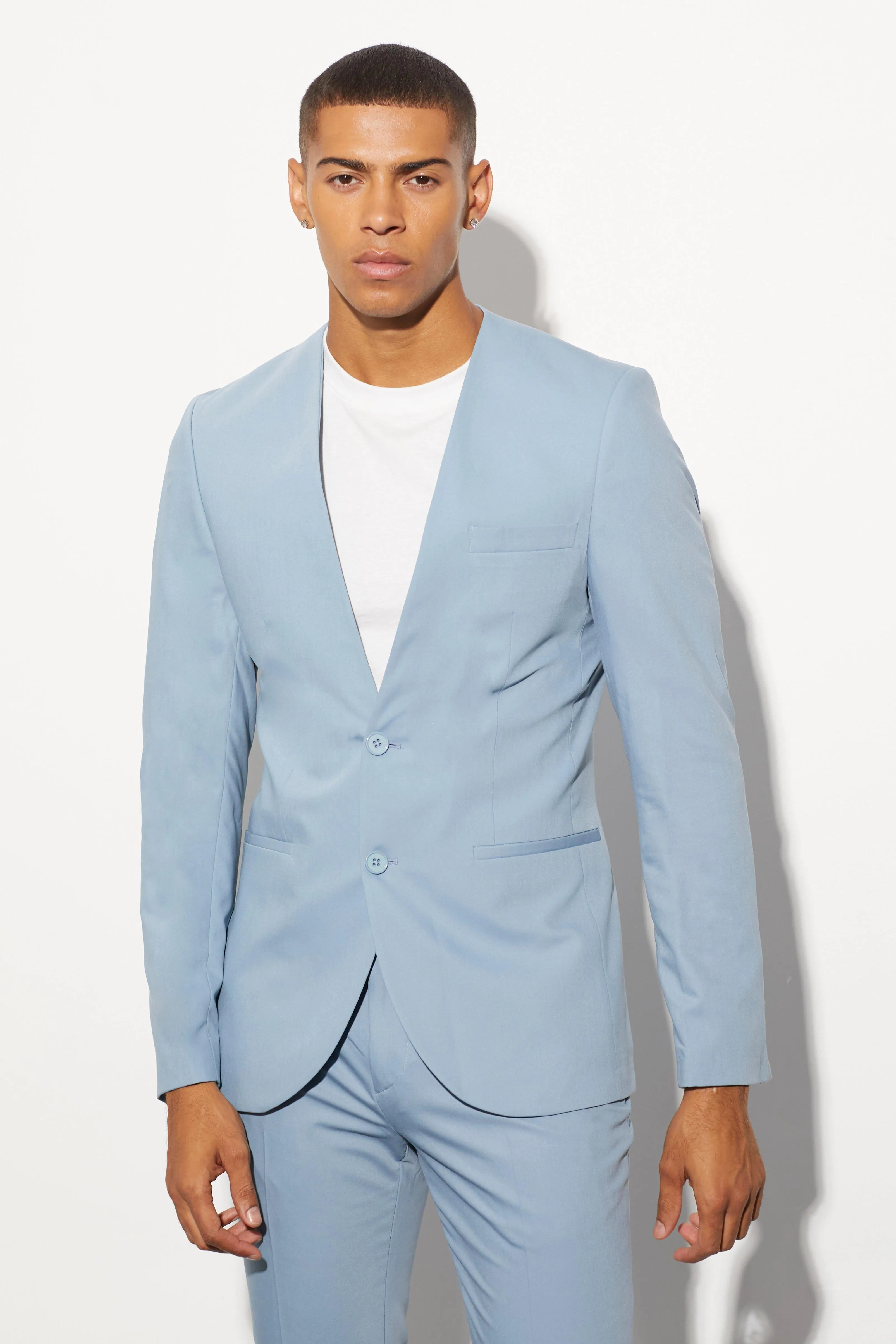 Collarless Suit Jacket