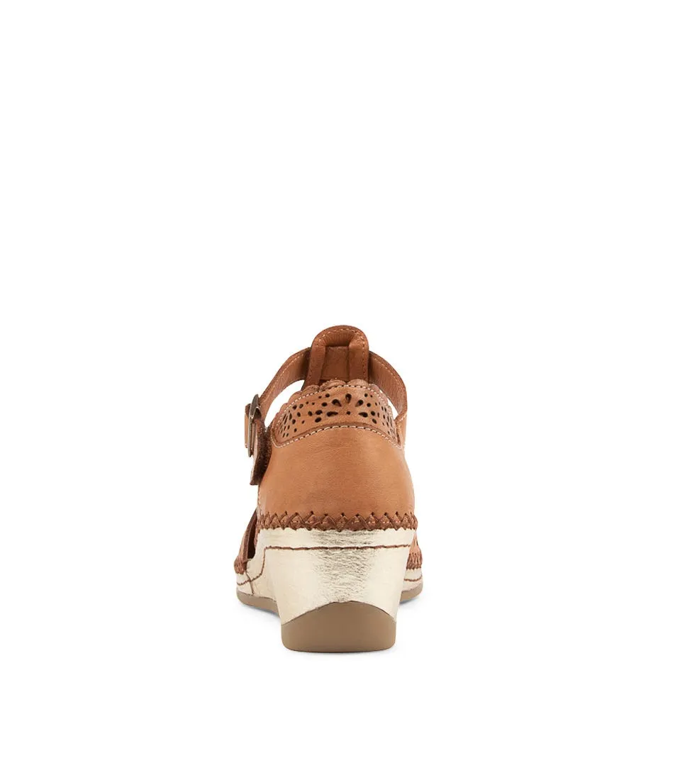 COLORADO Walmighty Tan Gold Leather Wedges