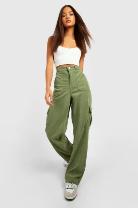 Cord High Waisted Cargo Jeans