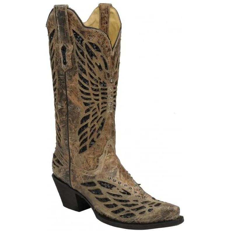 Corral Boots Bronze Black Butterfly R1211