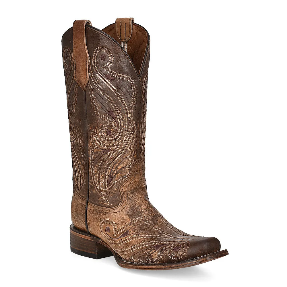 Corral Circle G Women's Size 13 Sand Embroidered Square Toe Western Boot