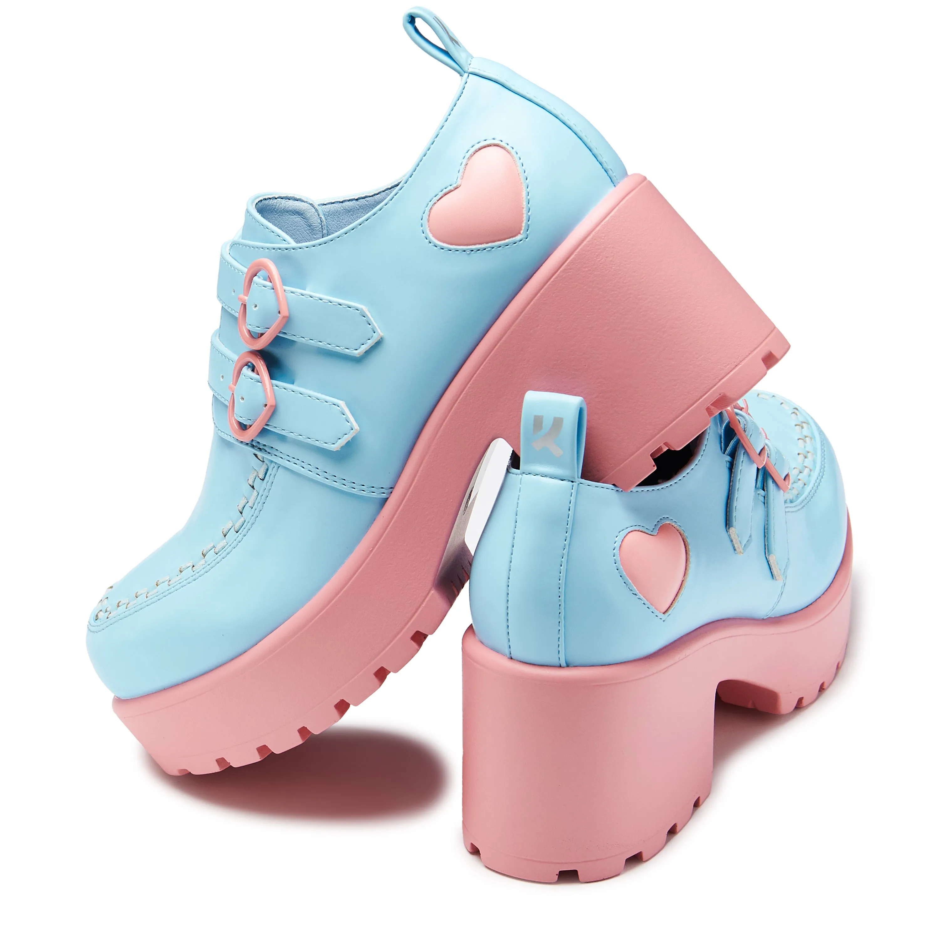 Cotton Candy Dreamscape Oxford Platform Shoes - Blue