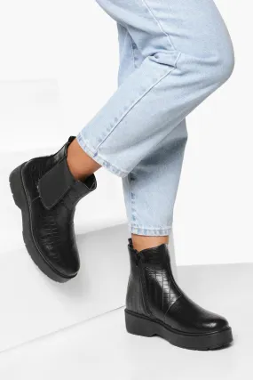 Croc Platform Chunky Chelsea Boots