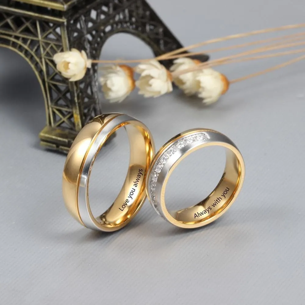 Customized Couple Ring Set with Zirconia Stones