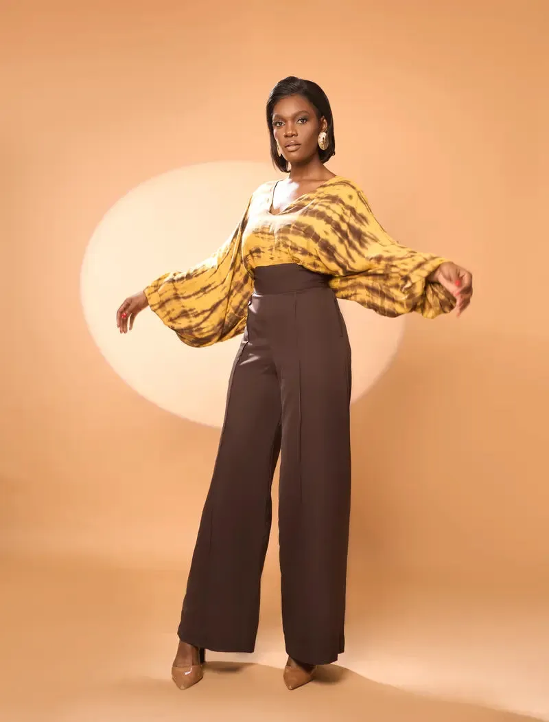 Dela set Long Sleeve Shirt and Wide Leg Trousers