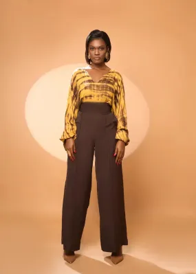 Dela set Long Sleeve Shirt and Wide Leg Trousers