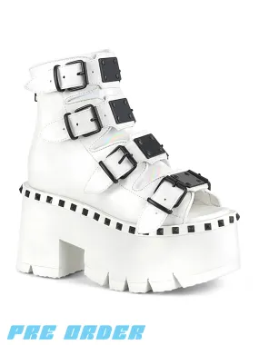 DEMONIA ASHES-70 - WHITE VEGAN LEATHER  PRE ORDER 