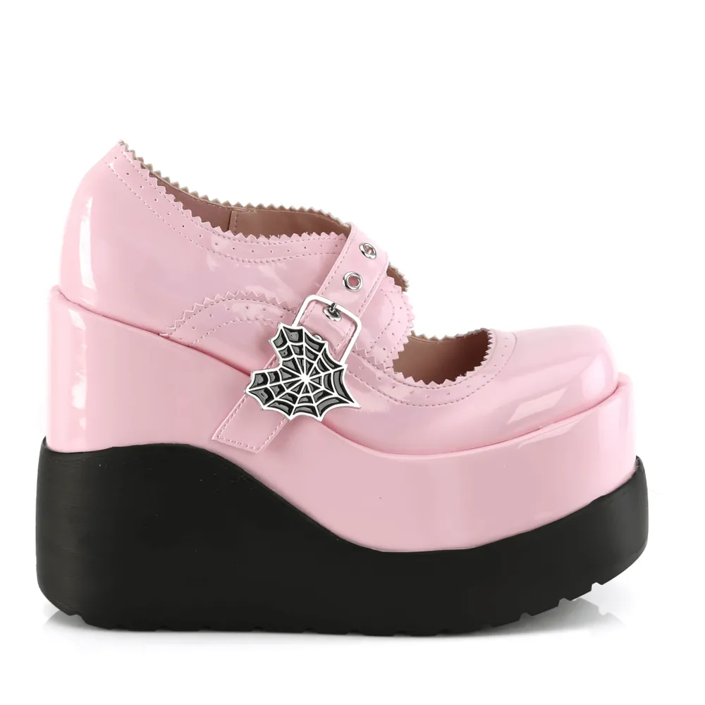 Pink Holographic Spider Buckle Platform Shoes