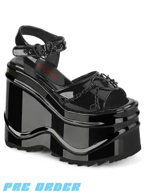 Black Patent Demonia Wave-09 Shoes Available for Pre Order