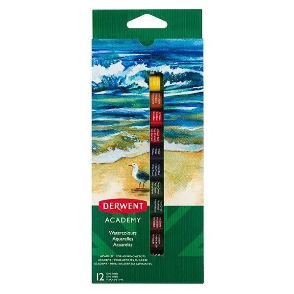 Derwent Academy Watercolour Paint Tubes Set 12 Pack