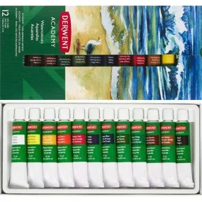 Derwent Academy Watercolour Paint Tubes Set 12 Pack