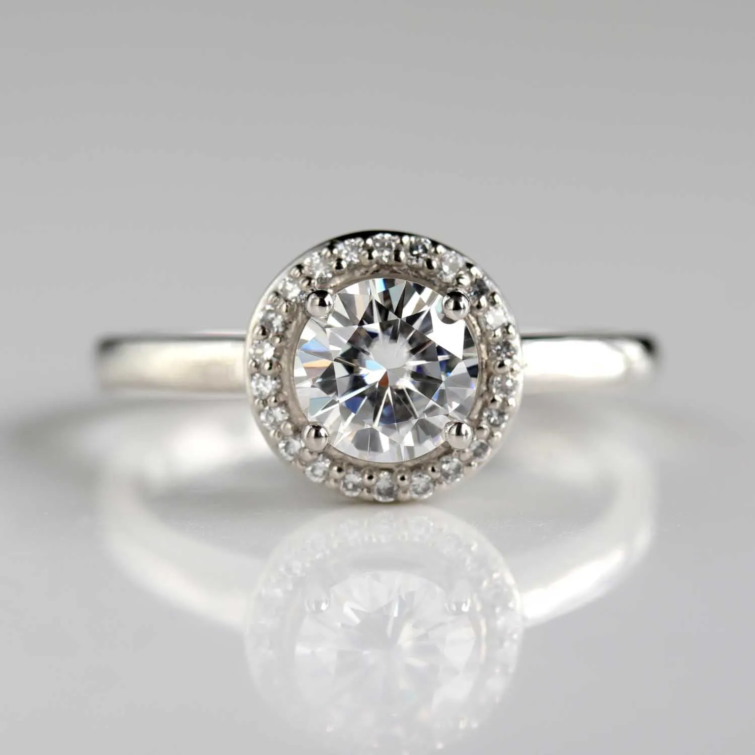 Diamond Halo Engagement Ring with Prong Setting