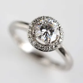 Diamond Halo Engagement Ring with Prong Setting