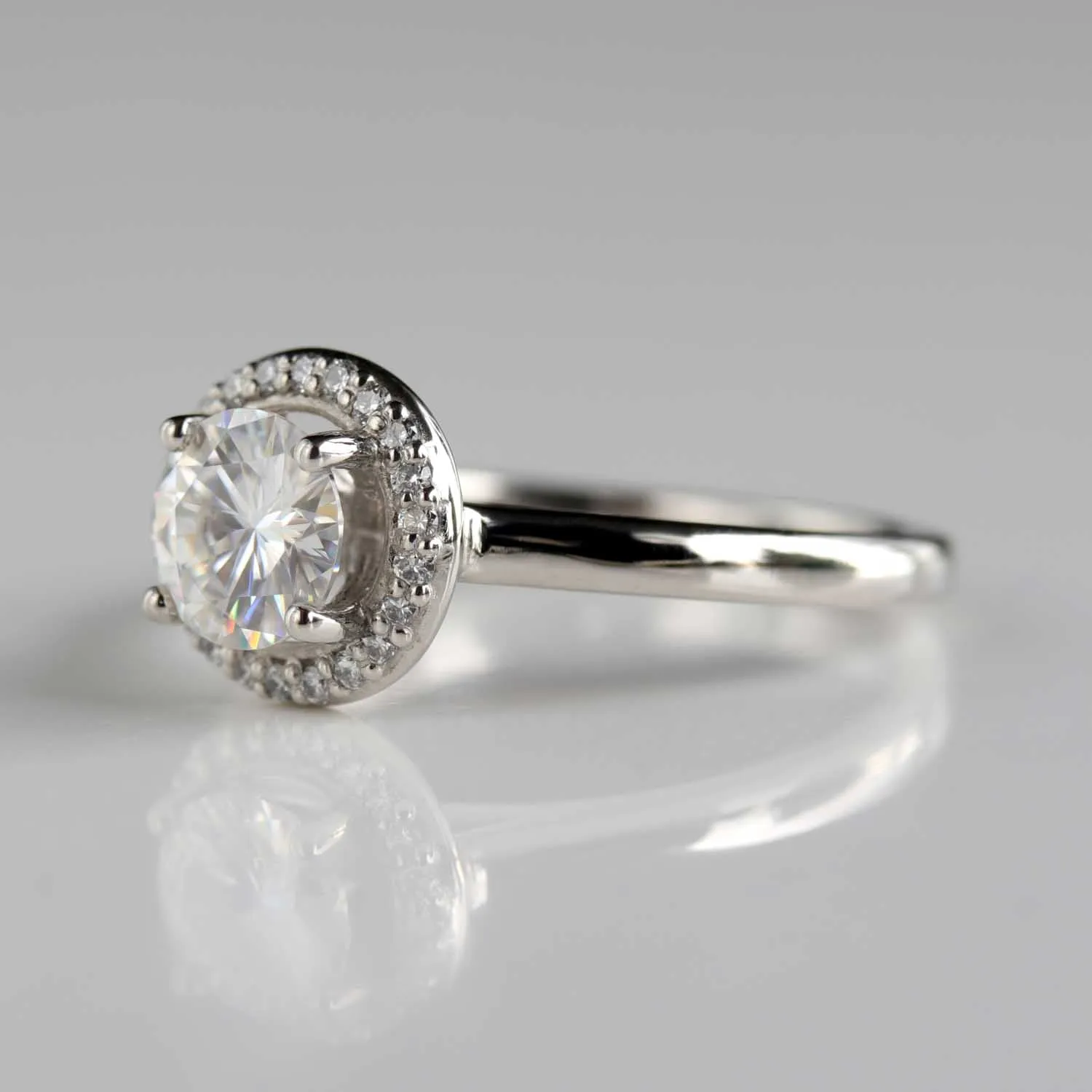 Diamond Halo Engagement Ring with Prong Setting