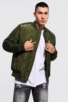 Diamond Quilted Bomber Jacket