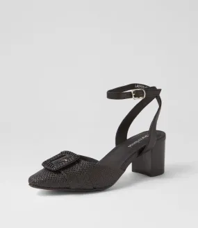 DIANA FERRARI Lasha Black Woven Leather Heels