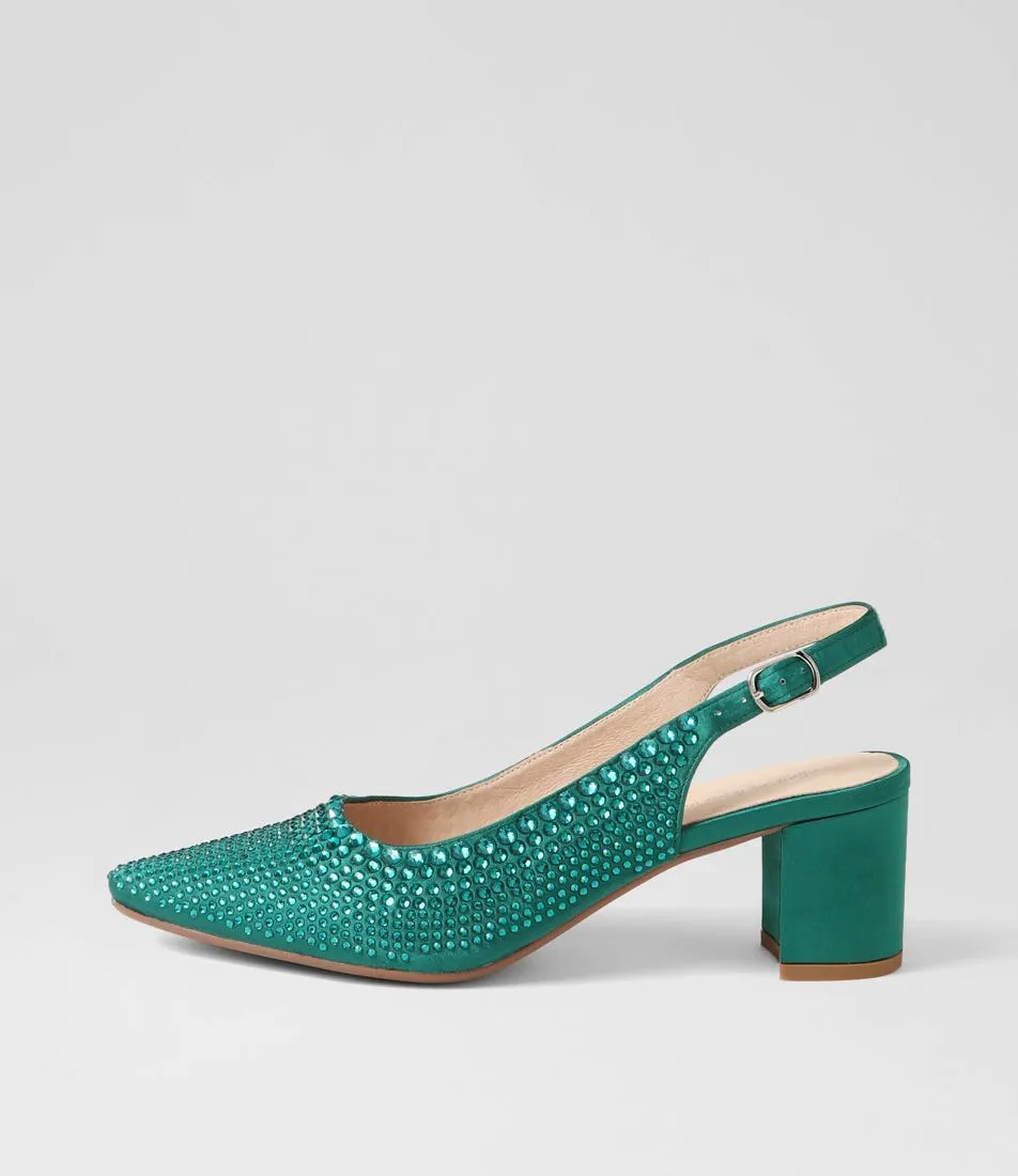 DIANA FERRARI Lucianas Emerald Satin Heels