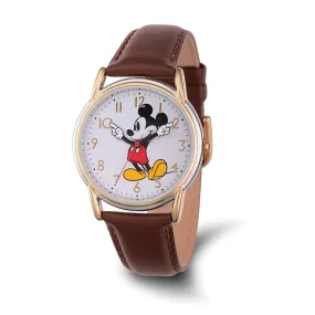 Disney Adult Size Brown Strap Mickey Mouse Watch with Moving Arms.