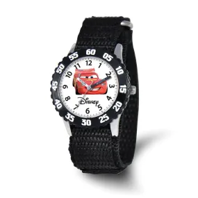 Disney Boys Cars Lightning McQueen Black Time Teacher Watch with Velcro Strap