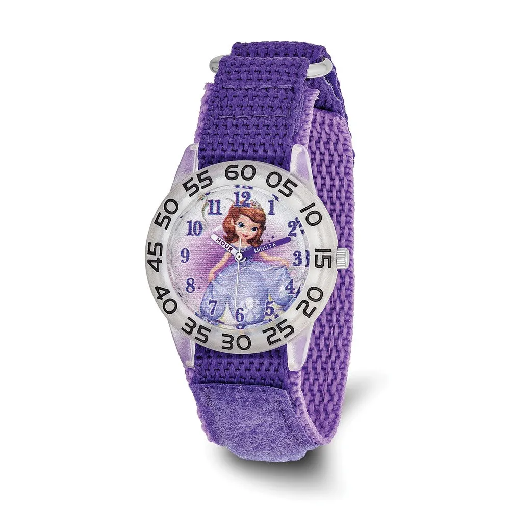 Girls Disney Princess Sofia Purple Watch with Velcro Strap - Time Teaching Watch