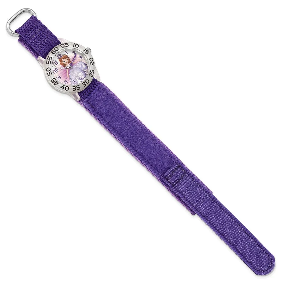 Girls Disney Princess Sofia Purple Watch with Velcro Strap - Time Teaching Watch