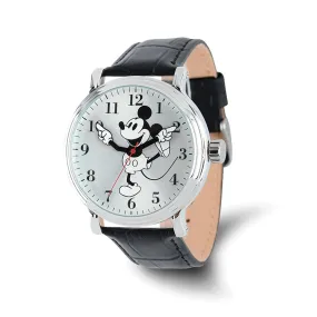 Disney Mickey Mouse Watch with Moving Arms and Black Strap - Adult Size, 44mm