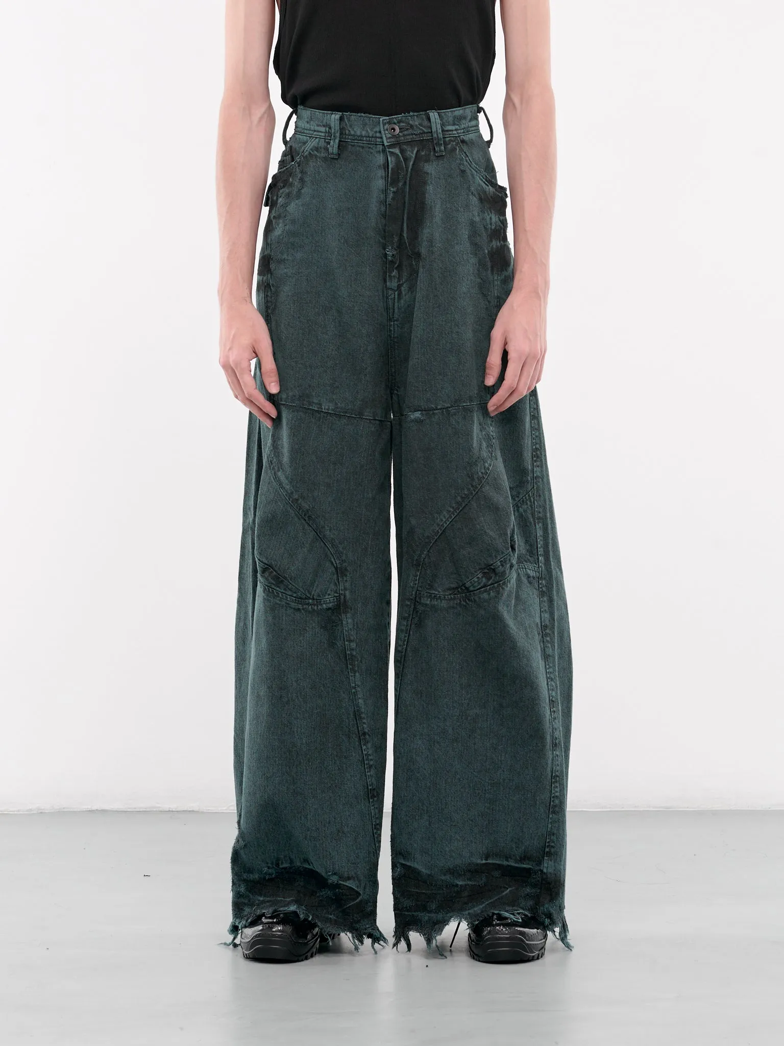 Distressed Wide Leg Trousers (877PAM13-D-ICEBERG)