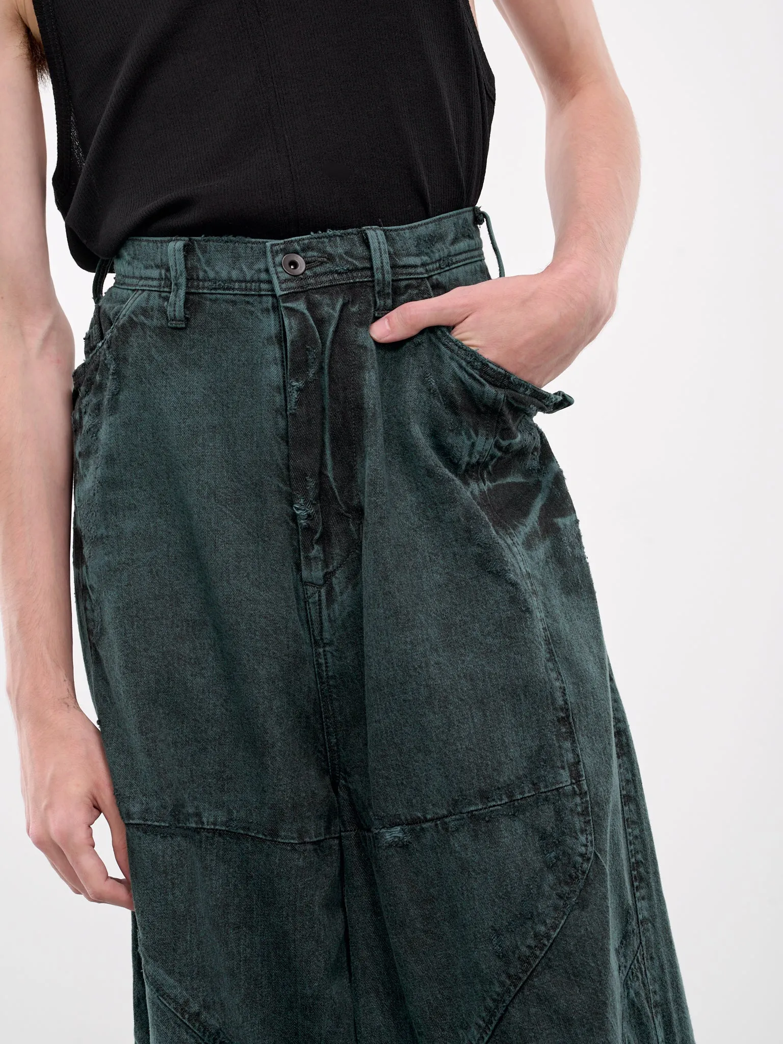 Distressed Wide Leg Trousers (877PAM13-D-ICEBERG)