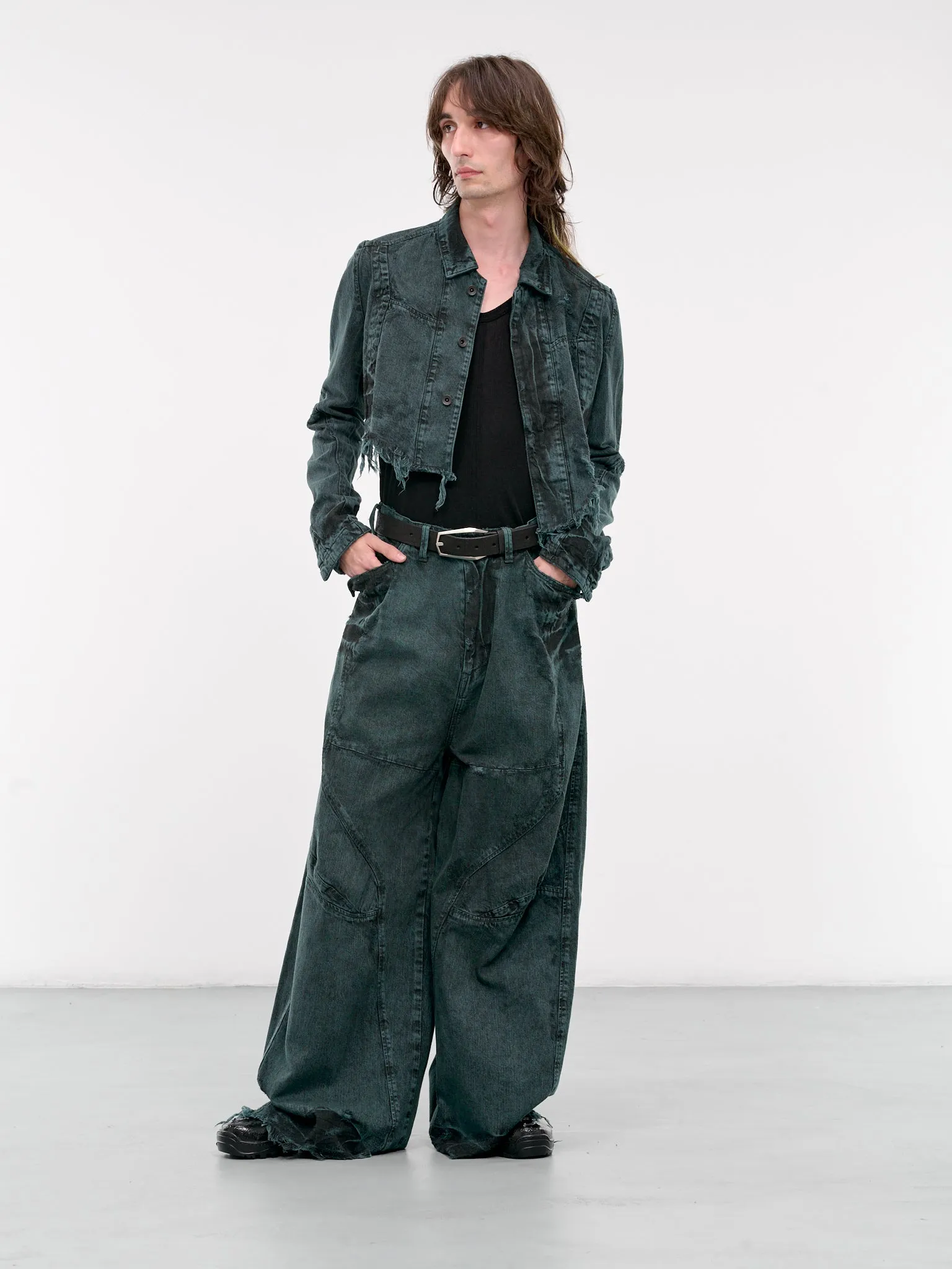 Distressed Wide Leg Trousers (877PAM13-D-ICEBERG)