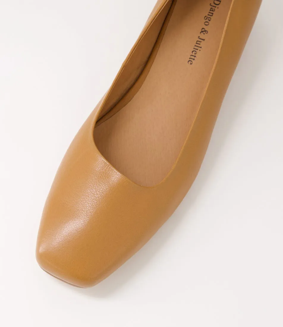 DJANGO & JULIETTE Belek Dark Tan Leather Pump Heels