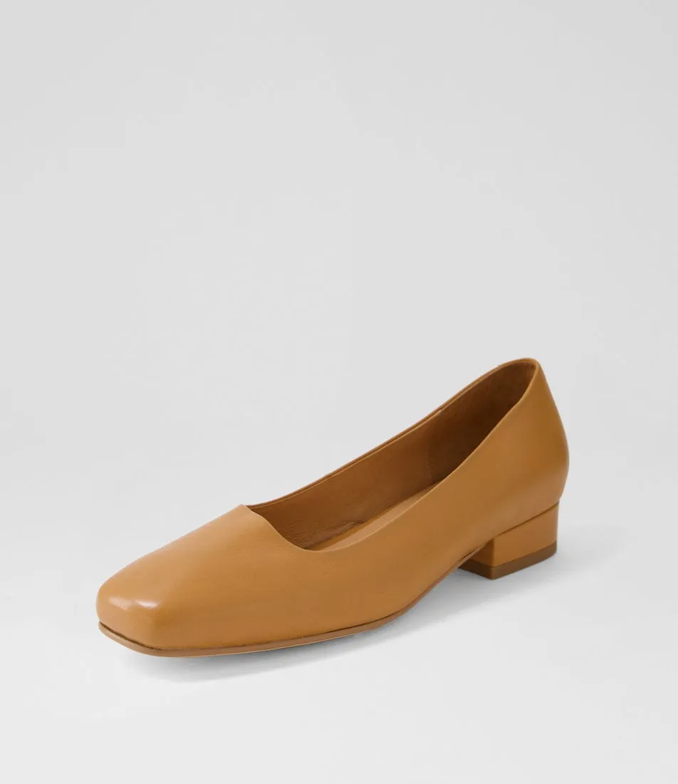 DJANGO & JULIETTE Belek Dark Tan Leather Pump Heels