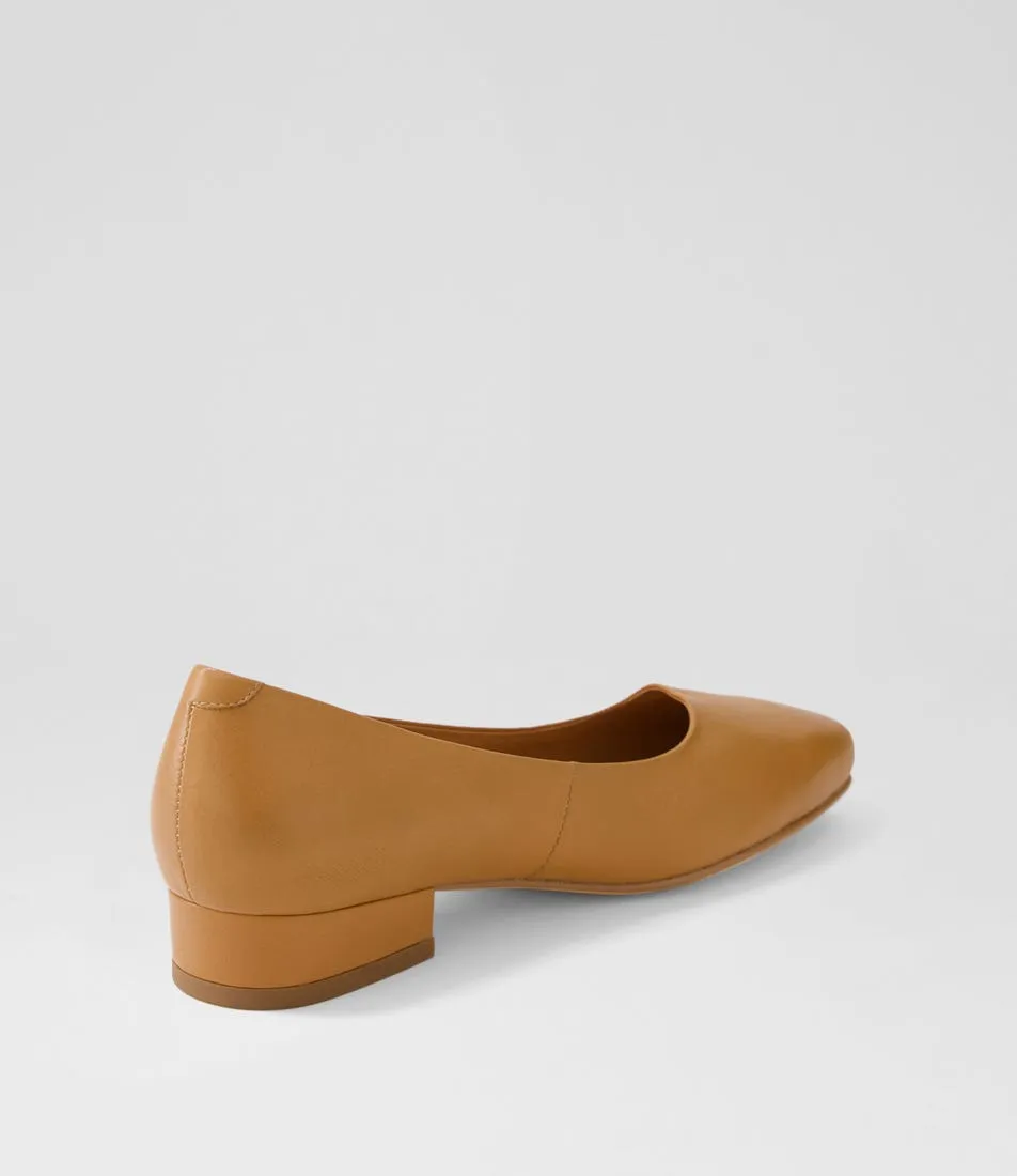 DJANGO & JULIETTE Belek Dark Tan Leather Pump Heels