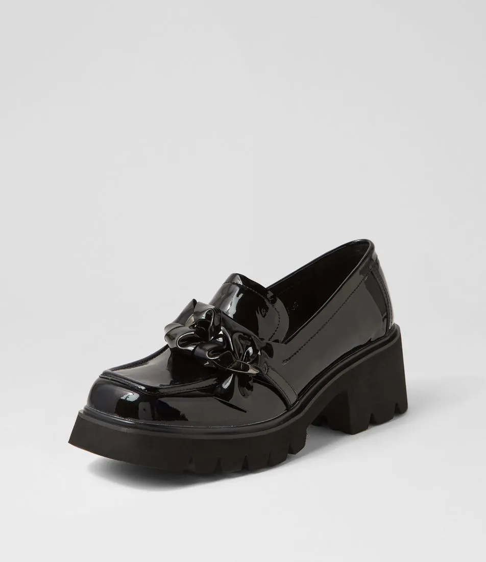 DJANGO & JULIETTE Bizmo Black Patent Leather Heels