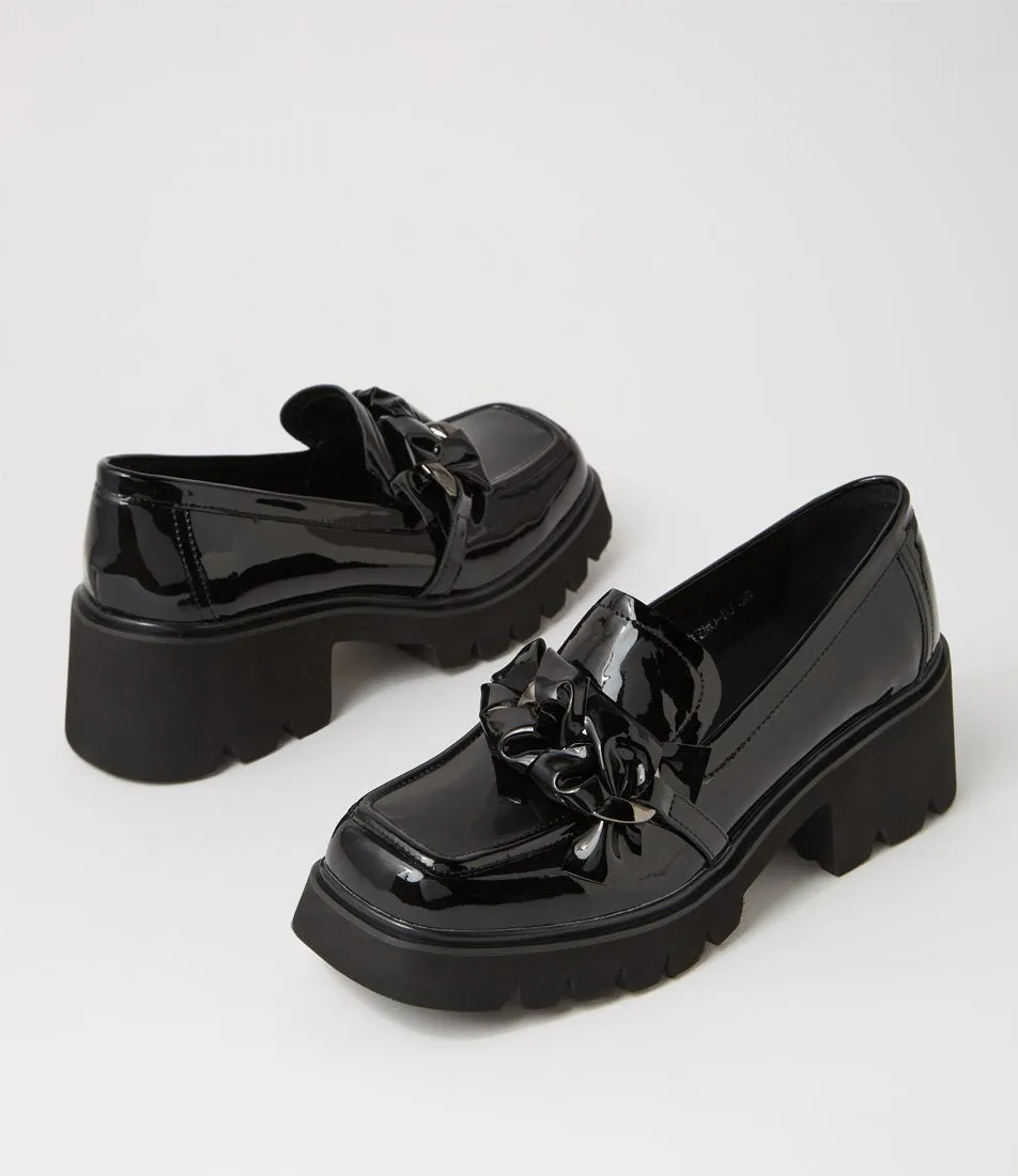 DJANGO & JULIETTE Bizmo Black Patent Leather Heels