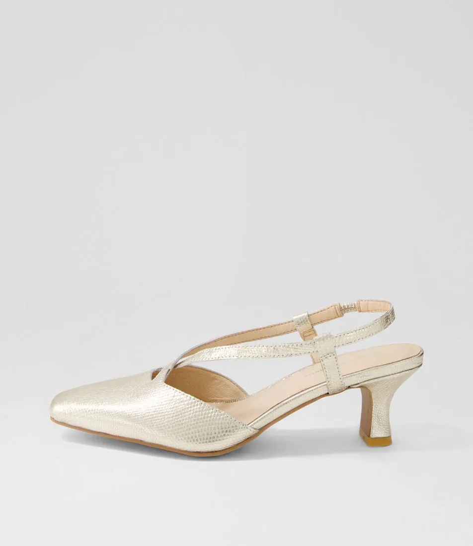 DJANGO & JULIETTE Cadman Champagne Pebble Leather Heels