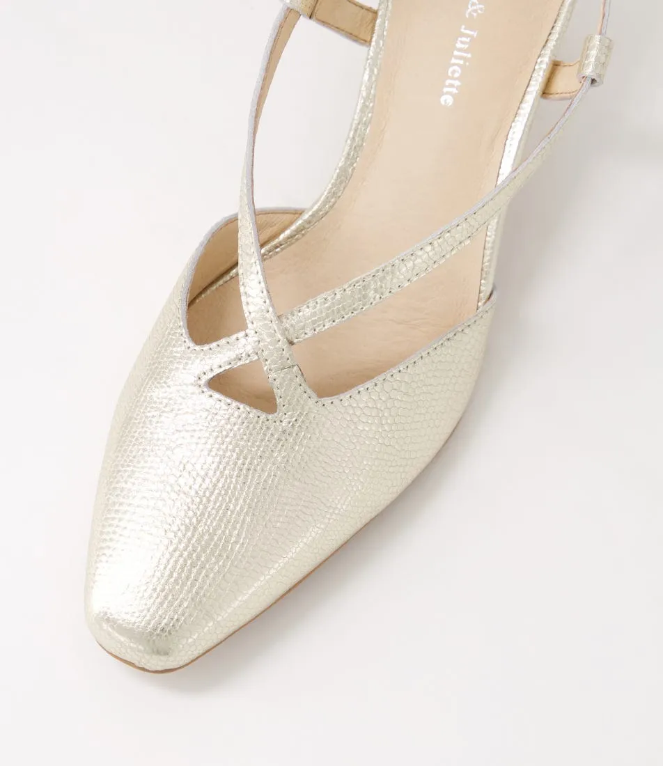 DJANGO & JULIETTE Cadman Champagne Pebble Leather Heels