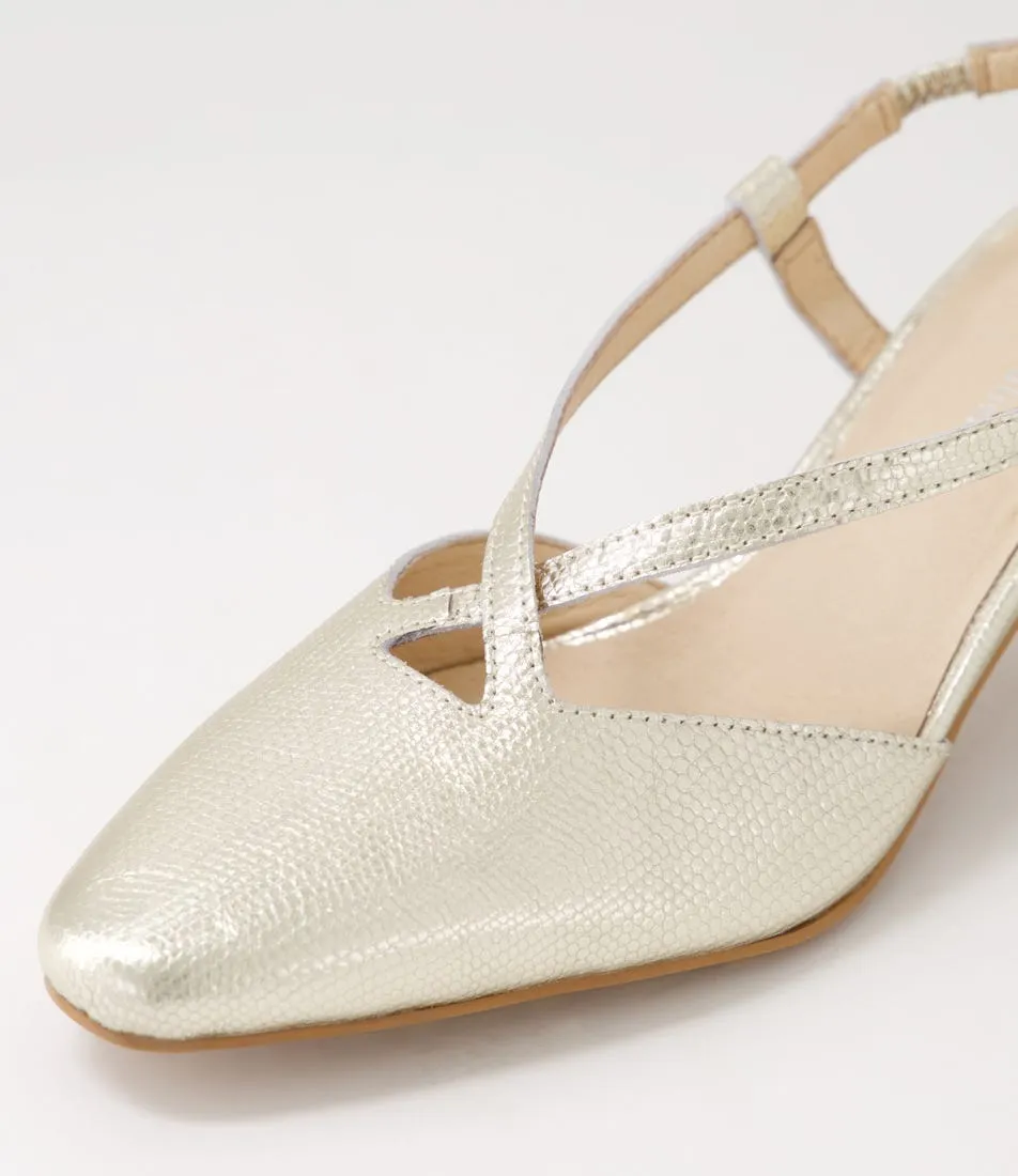 DJANGO & JULIETTE Cadman Champagne Pebble Leather Heels