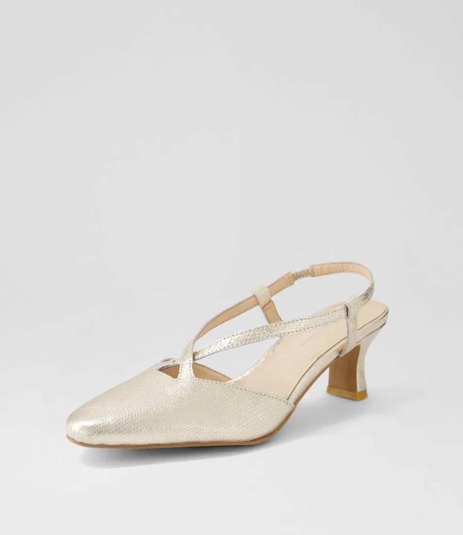 DJANGO & JULIETTE Cadman Champagne Pebble Leather Heels