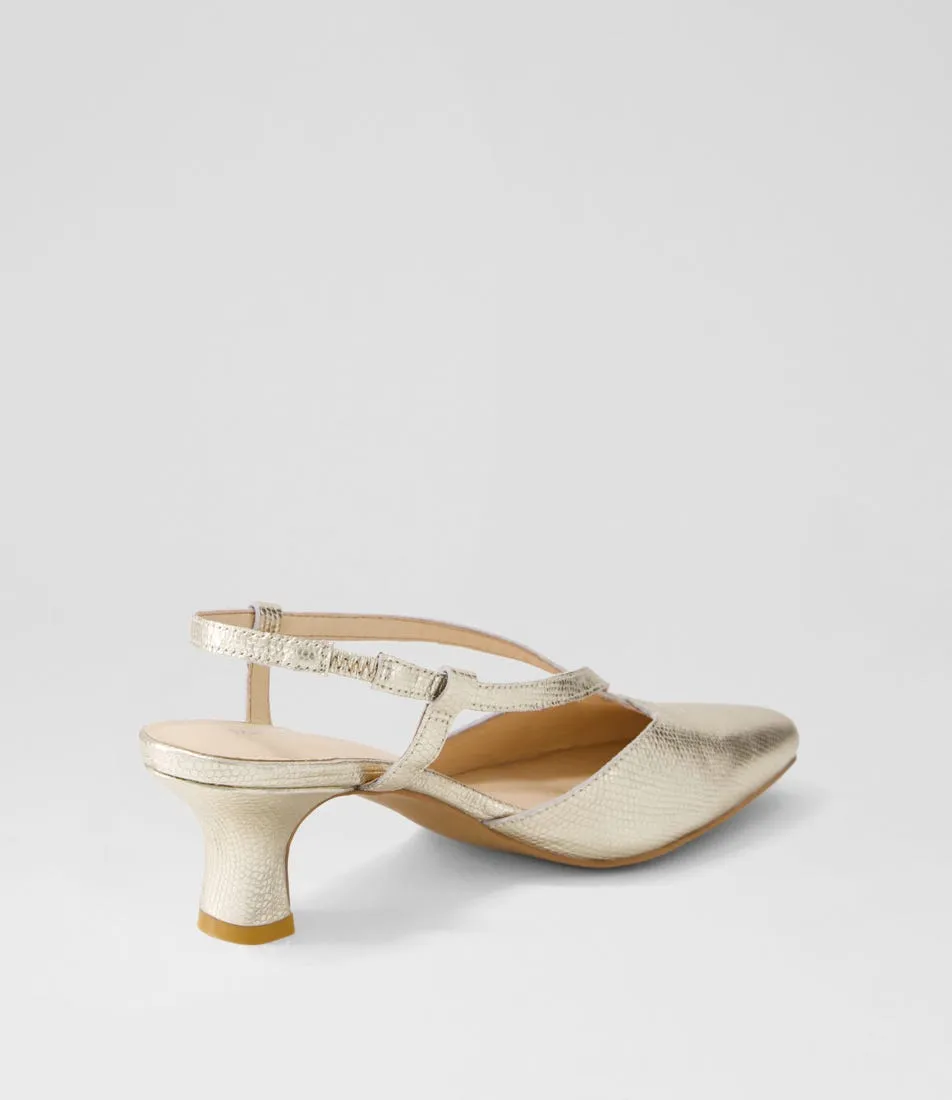 DJANGO & JULIETTE Cadman Champagne Pebble Leather Heels