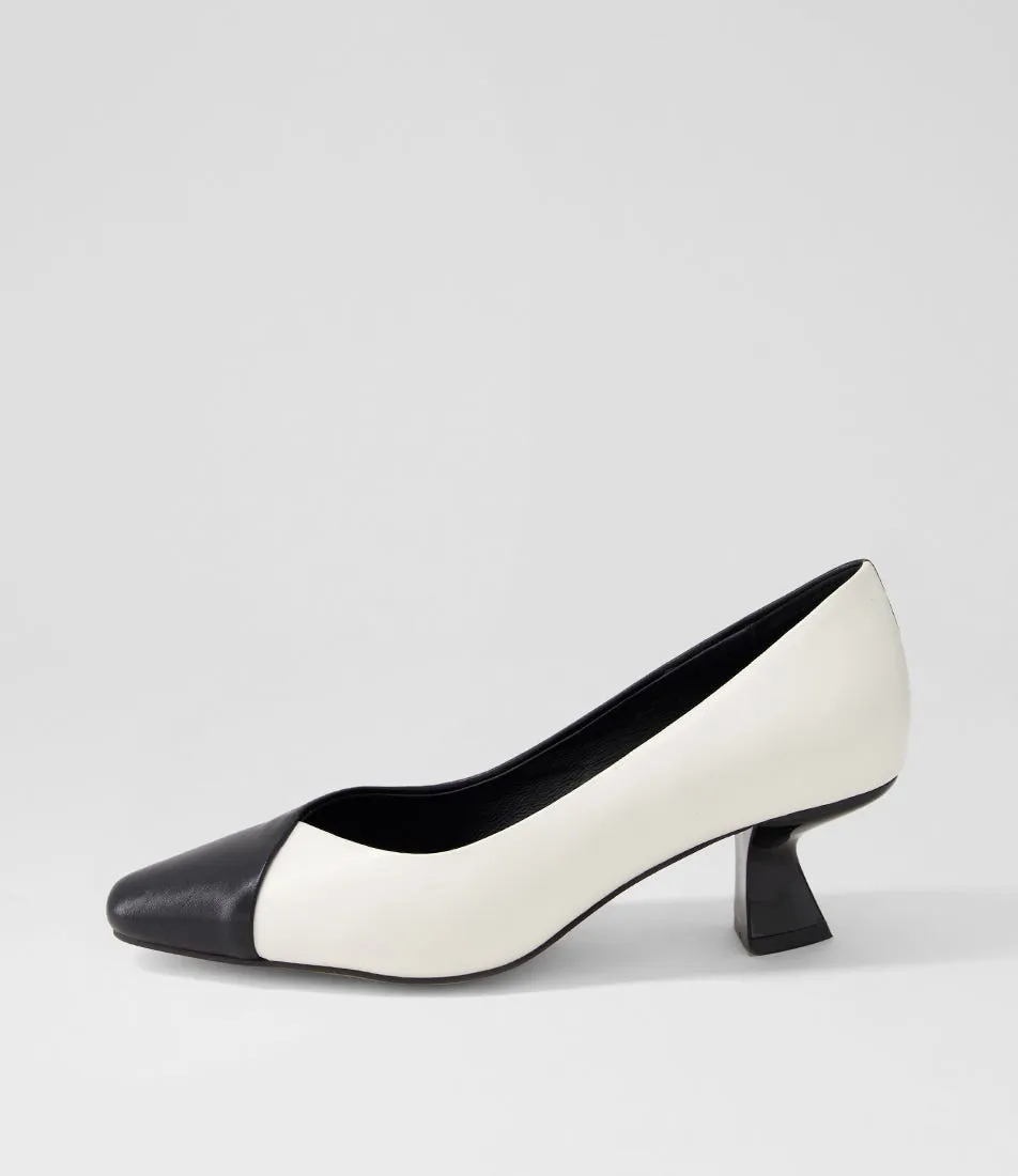 DJANGO & JULIETTE Dinah Black Ivory Leather Heels