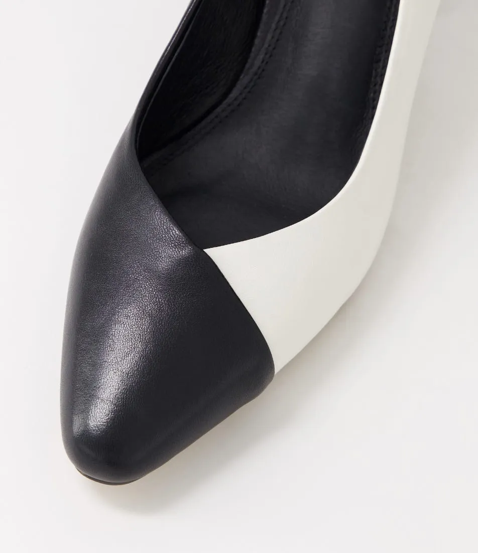 DJANGO & JULIETTE Dinah Black Ivory Leather Heels