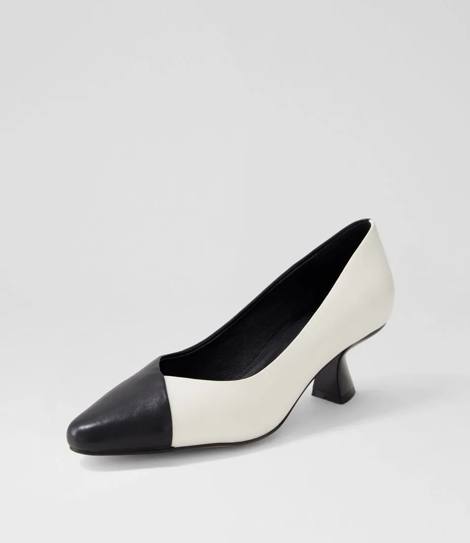 DJANGO & JULIETTE Dinah Black Ivory Leather Heels