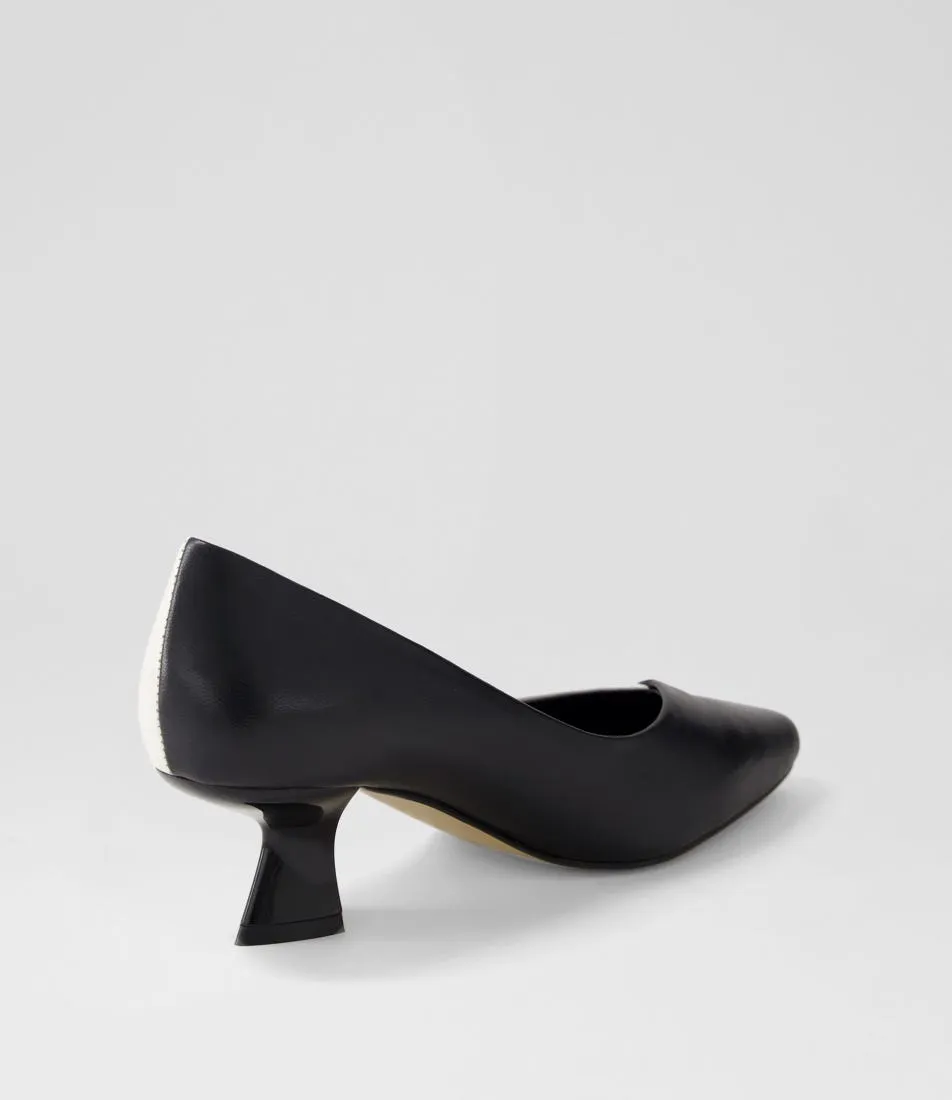 DJANGO & JULIETTE Dinah Black Ivory Leather Heels