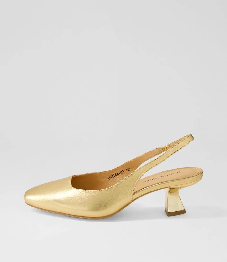 DJANGO & JULIETTE Domina Old Gold Leather Heels