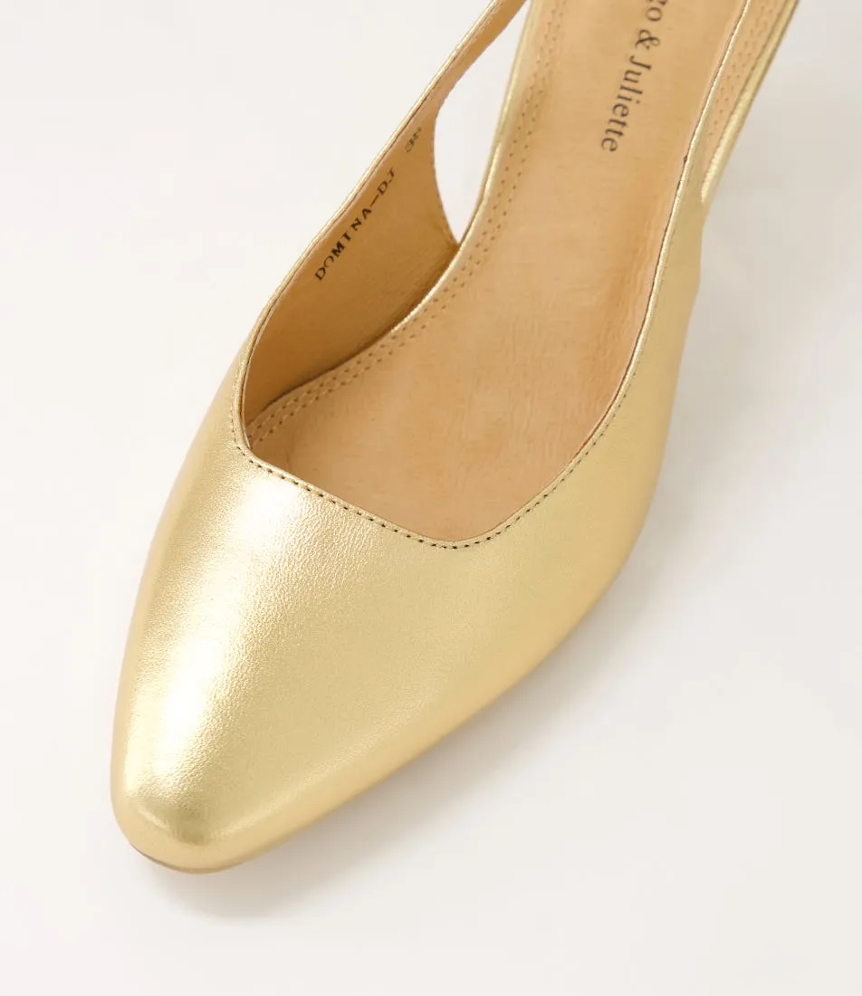 DJANGO & JULIETTE Domina Old Gold Leather Heels